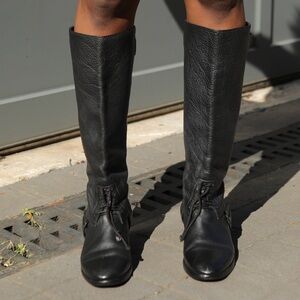 All Saints Black Leather Heeled Boots